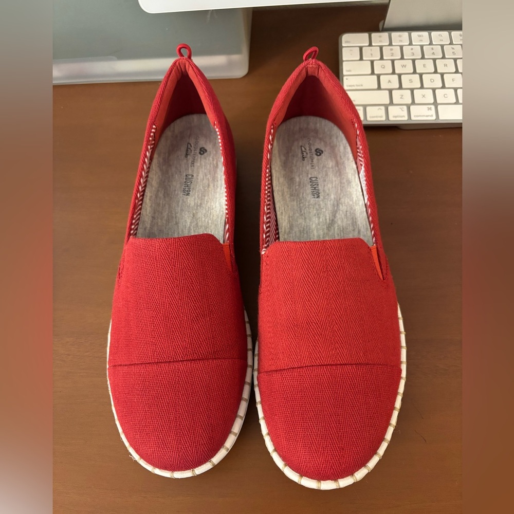 Clarks Red Flats Vibrant Slip-On Loafers